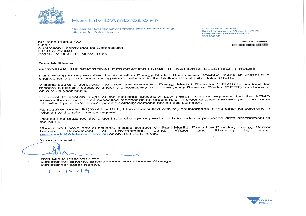 Rule Change Request, AEMO Sought Amendments to the NER for Multi-Year Contracting to Allow It to Unlock More Reserves to Manage Potential Risks of Unserved Energy