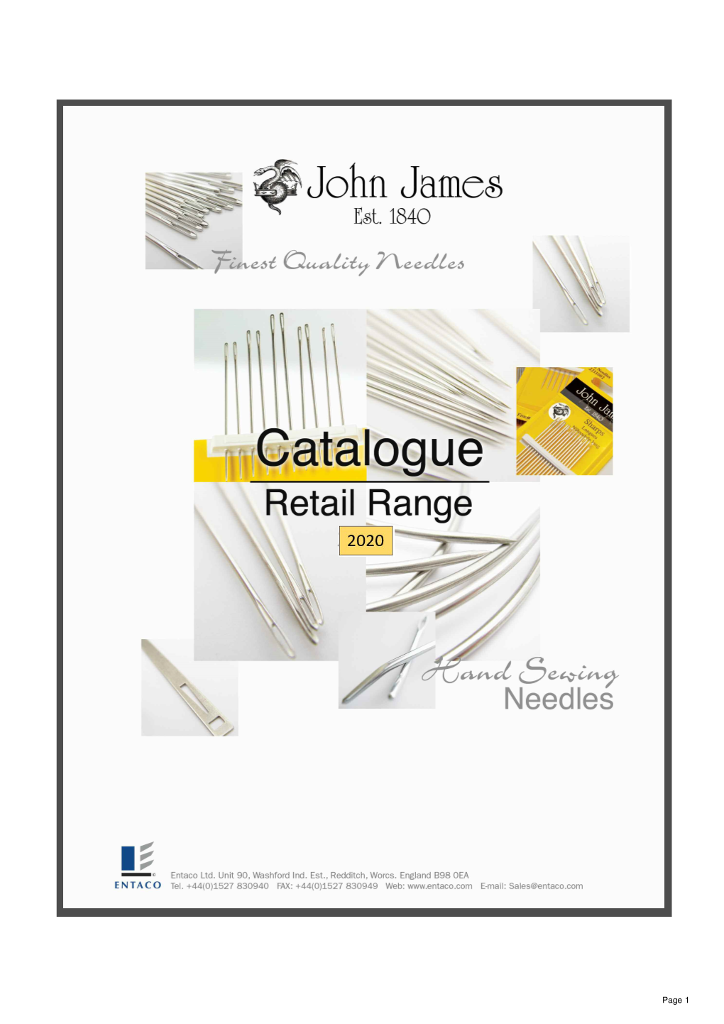 John James Finest Quality Hand Sewing Needles Est