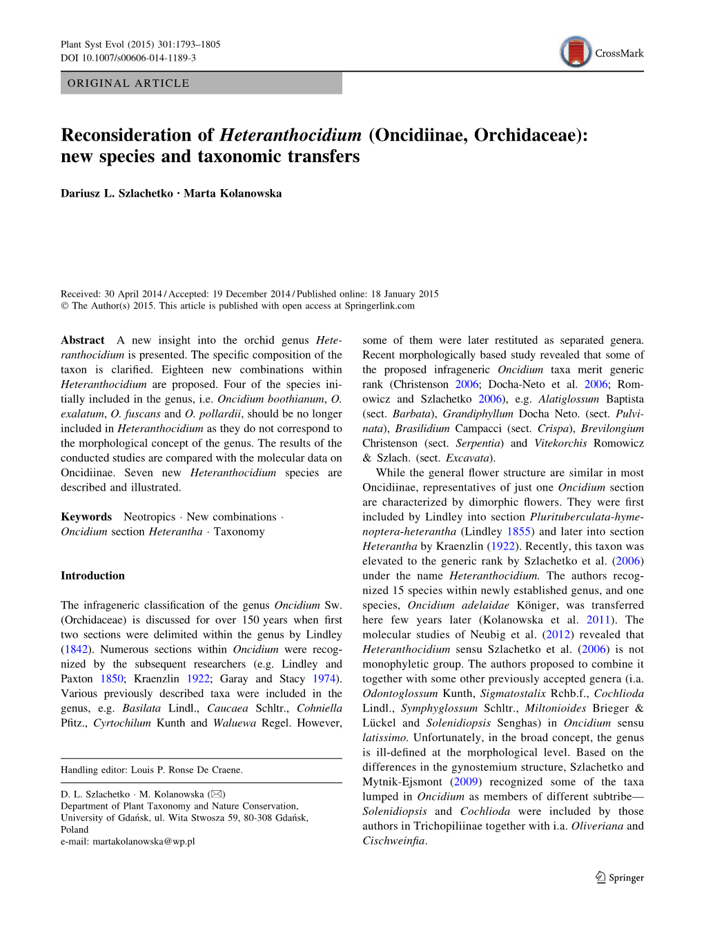 Reconsideration of Heteranthocidium (Oncidiinae, Orchidaceae): New Species and Taxonomic Transfers