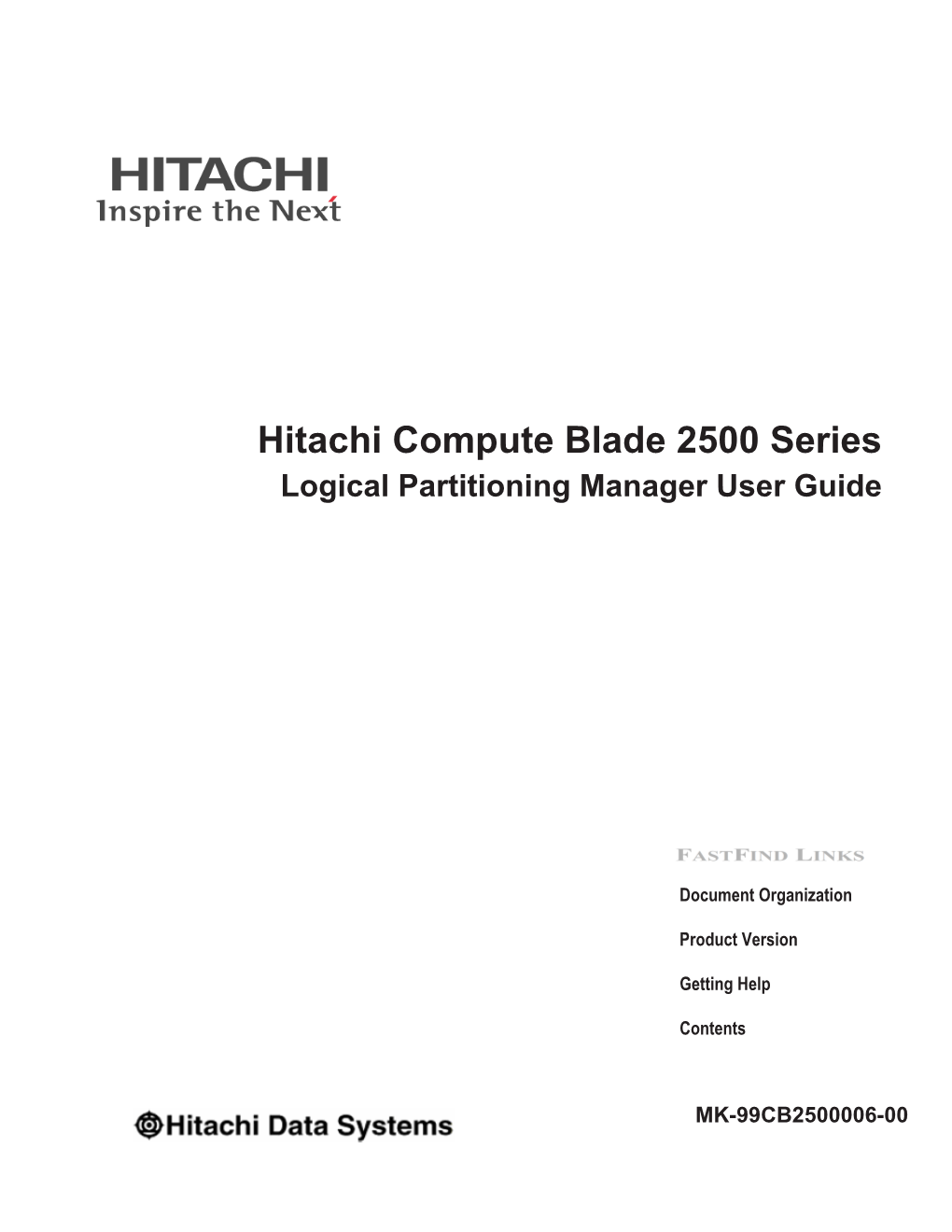 Hitachi Compute Blade 2500 Series Logical Partitioning Manager User Guide