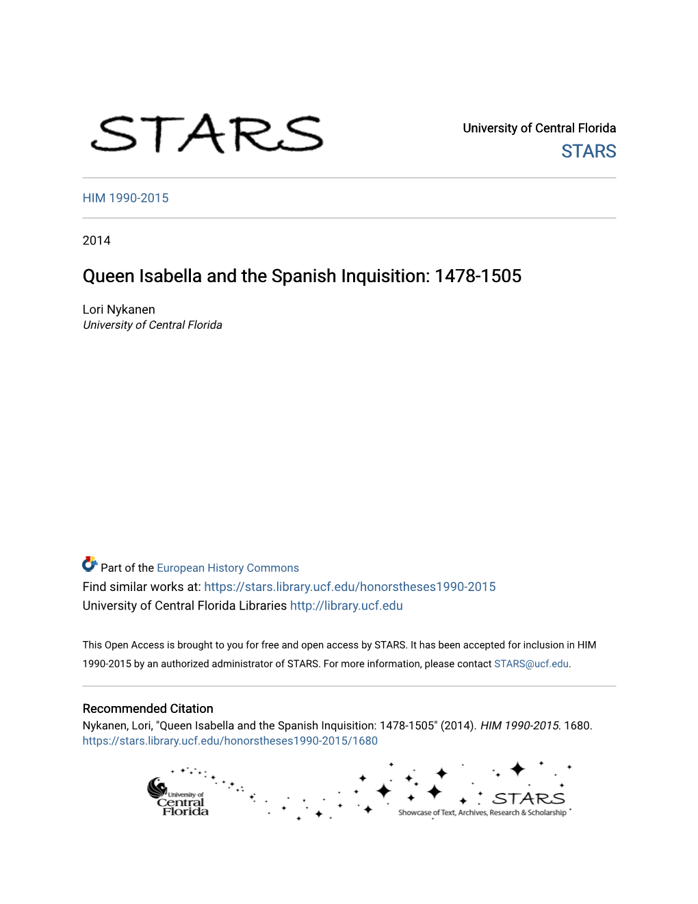 Queen Isabella and the Spanish Inquisition: 1478-1505