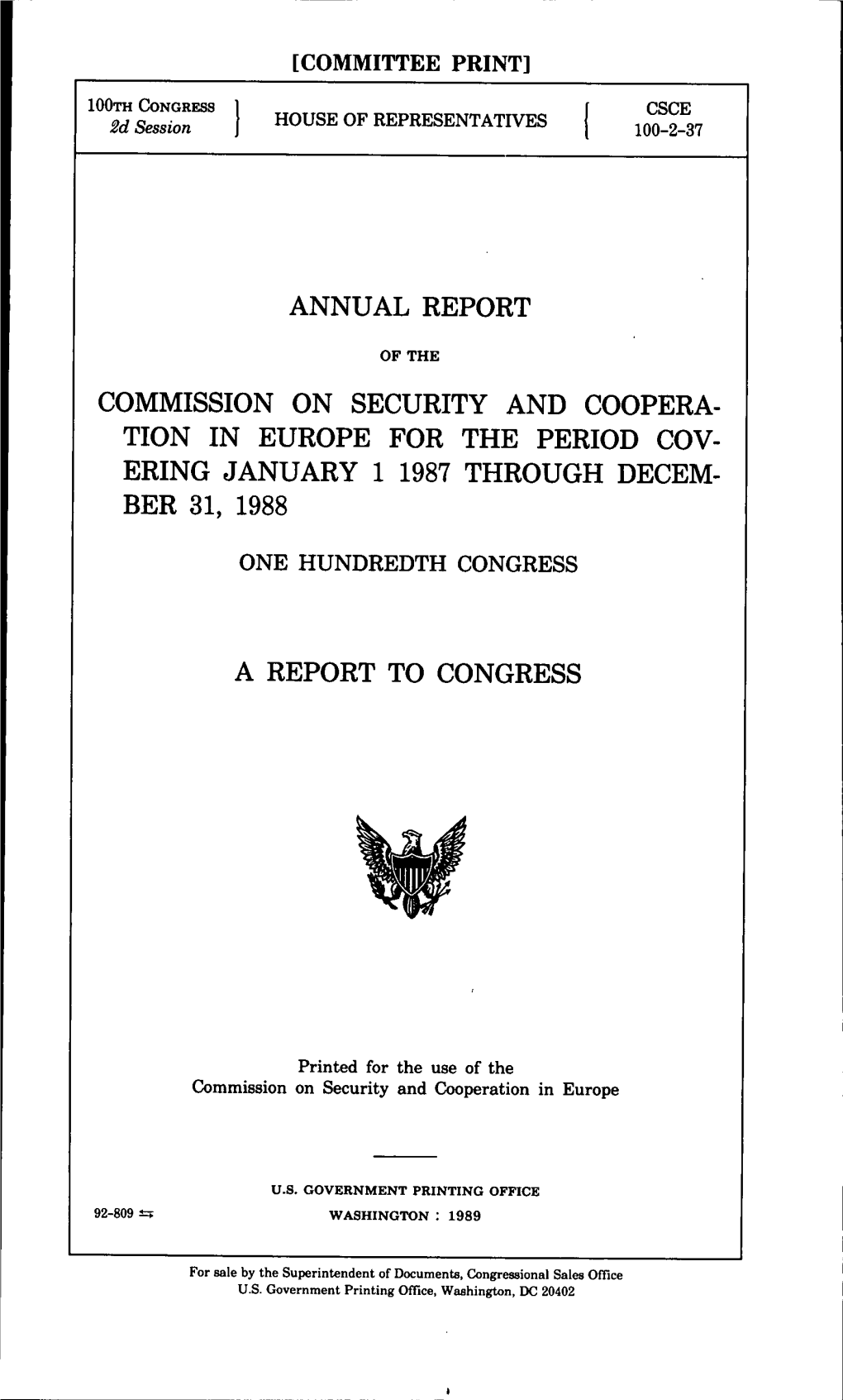 Annual Report Commission on Security