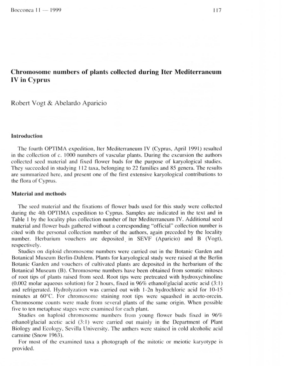 Chromosome Numbers of Plants Collected During Iter Mediterraneum IV in Cyprus