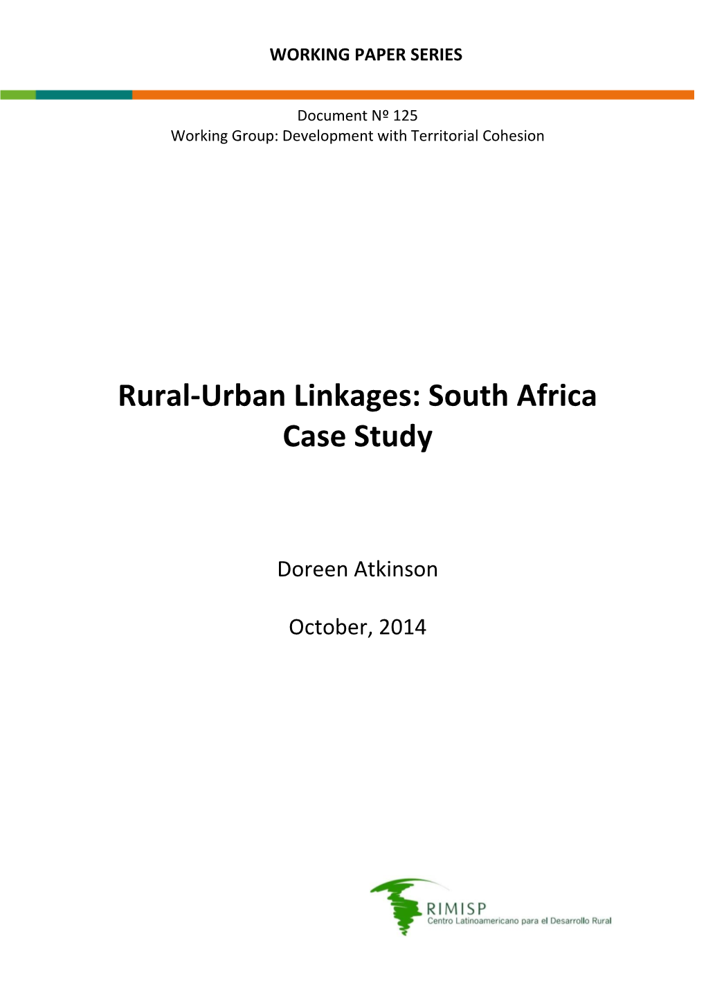 Rural-Urban Linkages: South Africa Case Study