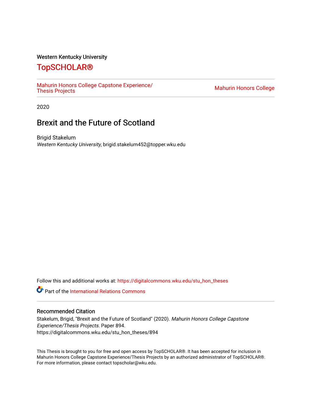 Brexit and the Future of Scotland