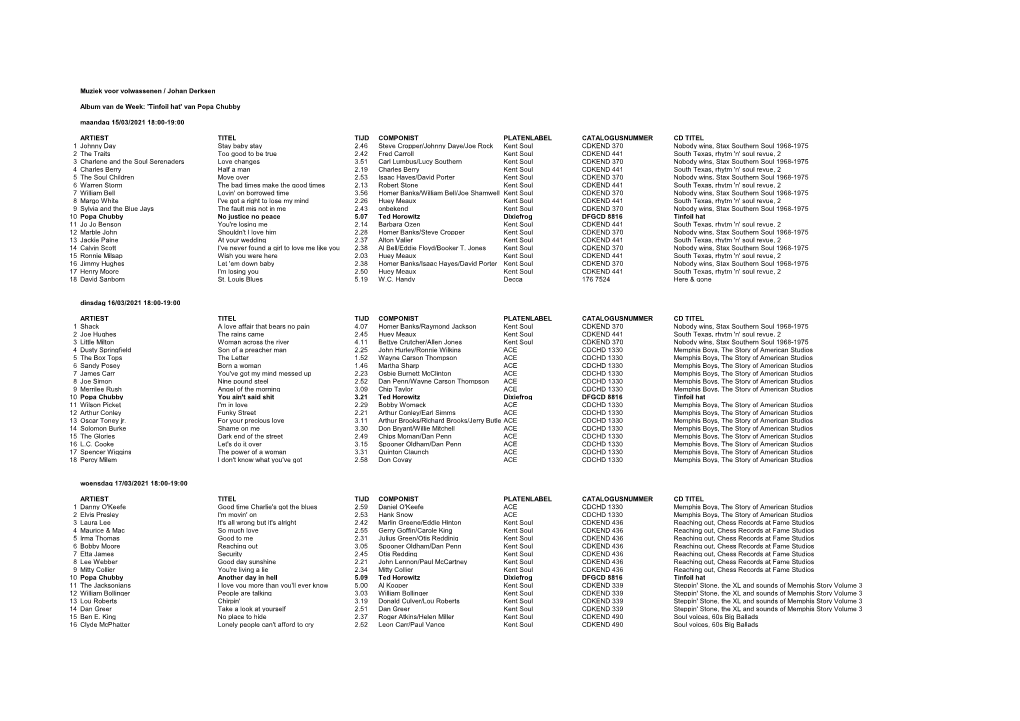 Muziek Voor Volwassenen 2021 Week 11