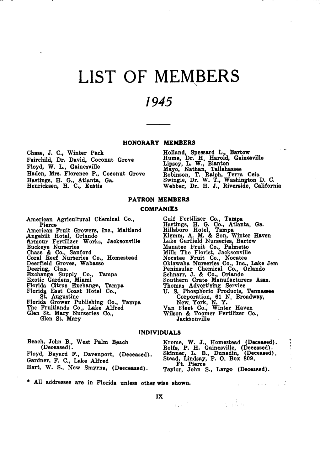 List of Members and Contents