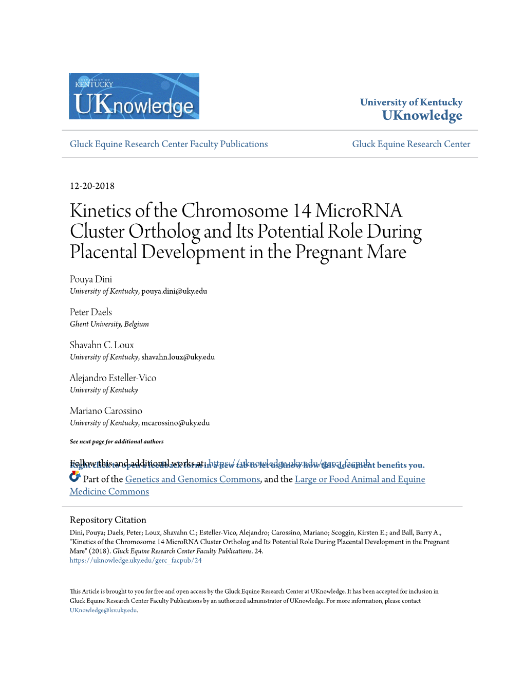 Kinetics of the Chromosome 14 Microrna Cluster