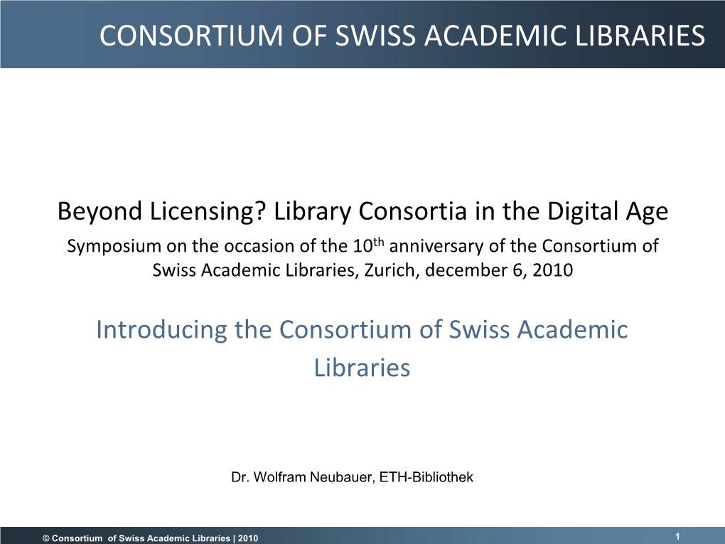 Consortium of Swiss Academic Libraries