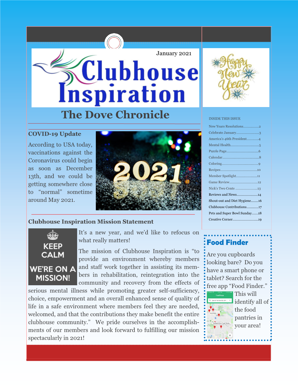 Clubhouse Inspiration's Dove Chronicle January 2021