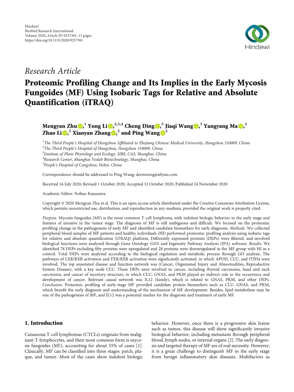 MF) Using Isobaric Tags for Relative and Absolute Quantification (Itraq