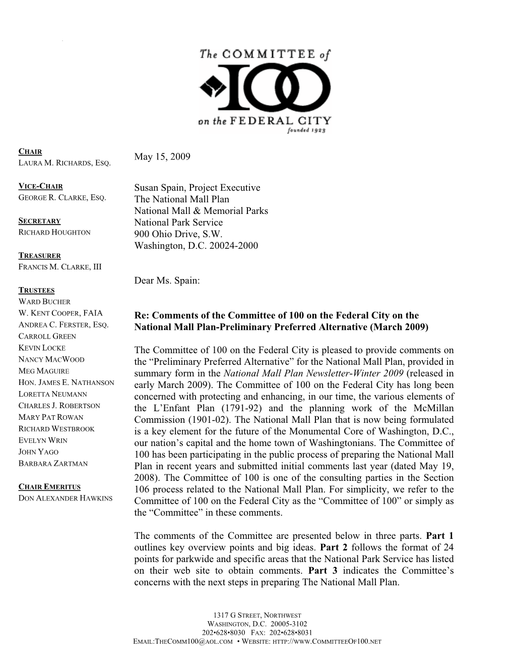 Comments on the National Mall Plan (May 15, 2009) Page 2