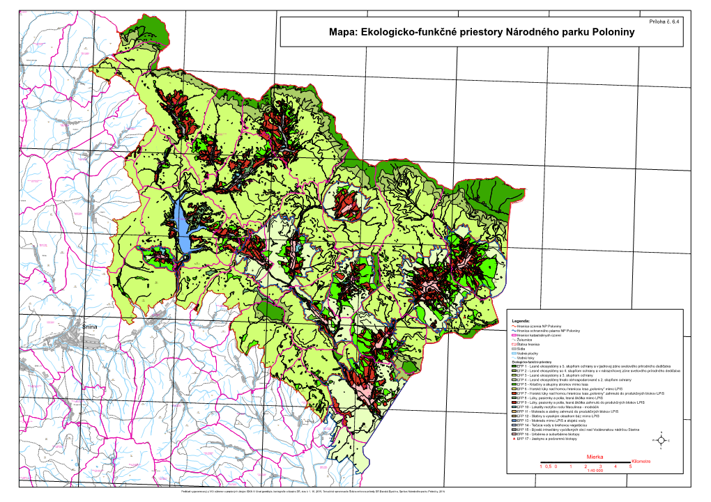 Mapa: Ekologicko-Funkčné Priestory Národného Parku Poloniny