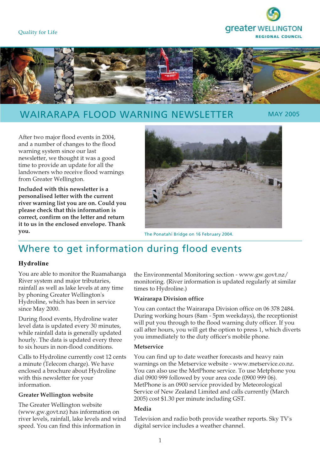 Wairarapa Flood Warning Newsletter May 2005