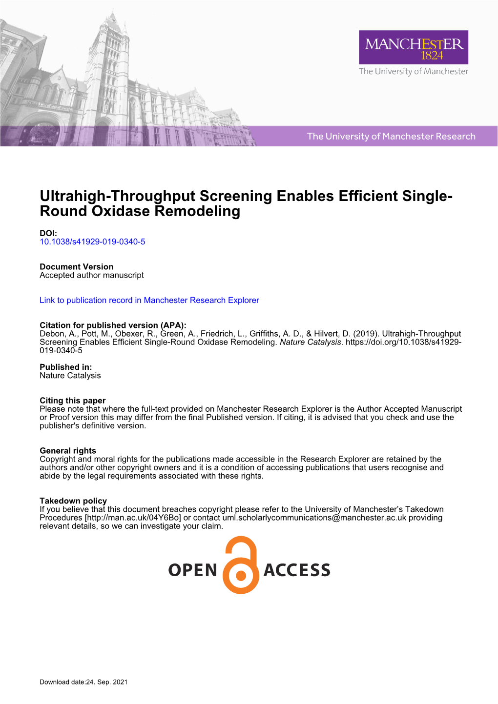Ultrahigh-Throughput Screening Enables Efficient Single- Round Oxidase Remodeling
