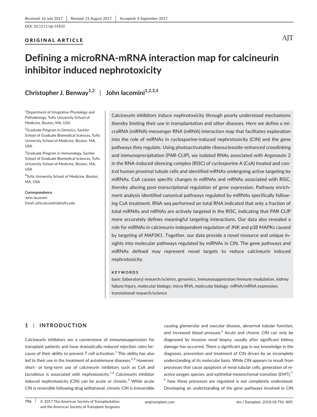 Defining a Microrna‐Mrna Interaction Map for Calcineurin