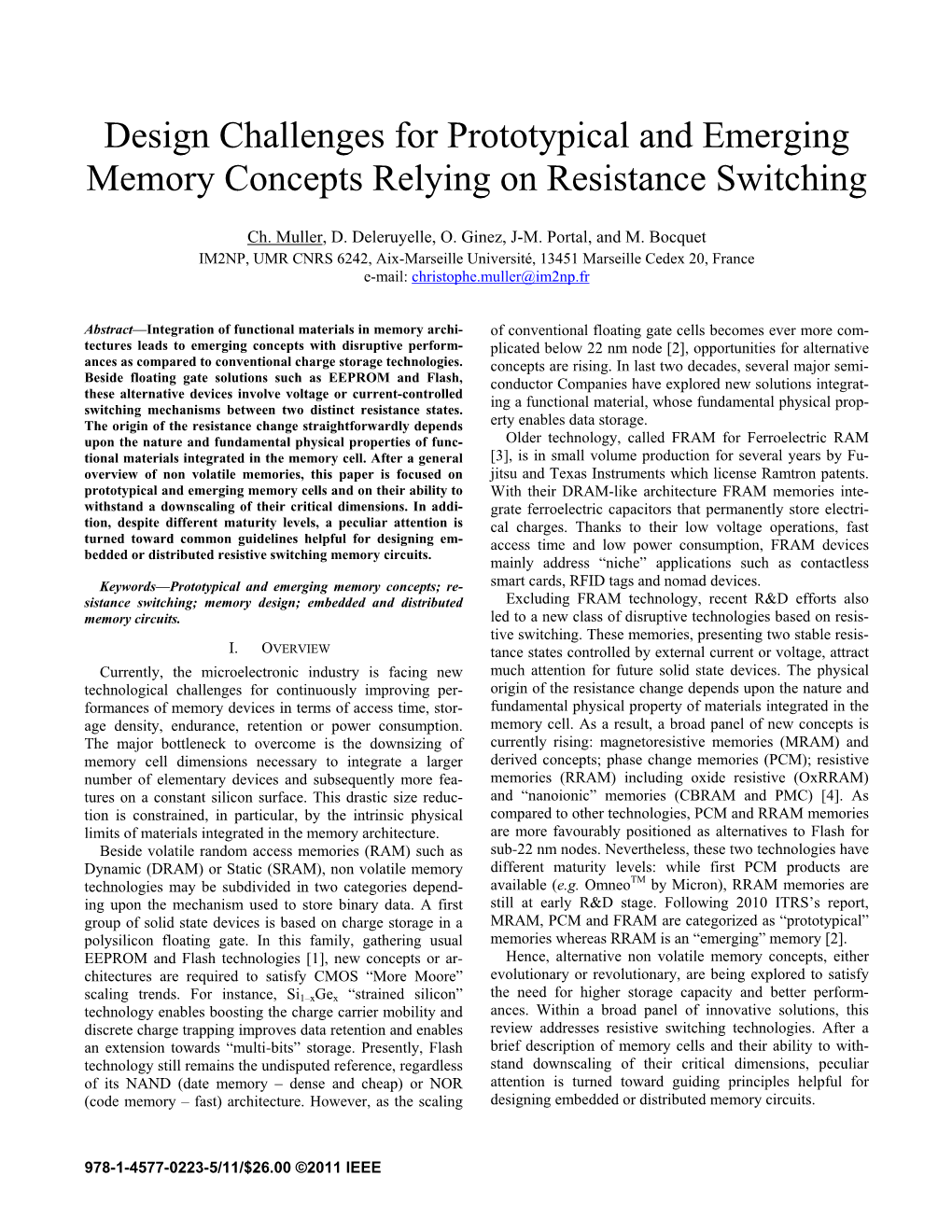 Design Challenges for Prototypical and Emerging Memory Concepts Relying on Resistance Switching