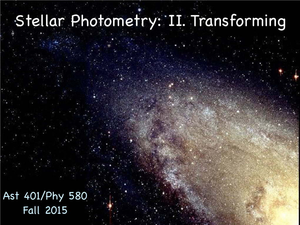 Stellar Photometry: II. Transforming