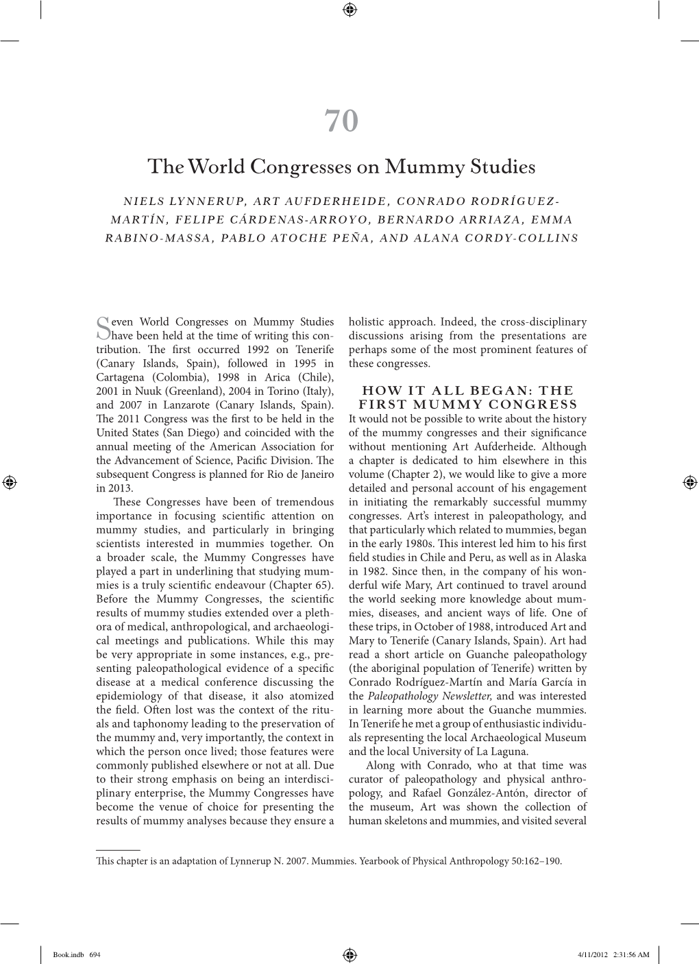 The World Congresses on Mummy Studies