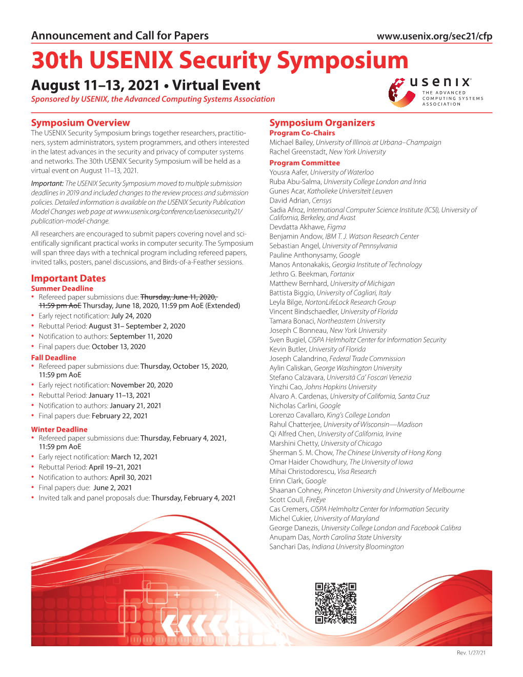 30Th USENIX Security Symposium August 11–13, 2021 • Virtual Event Sponsored by USENIX, the Advanced Computing Systems Association