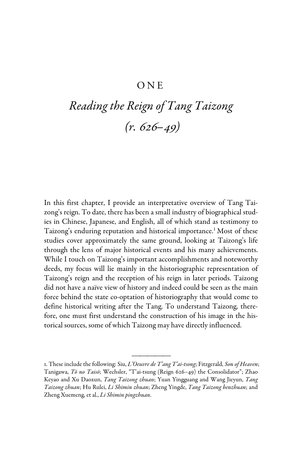 Reading the Reign of Tang Taizong (R