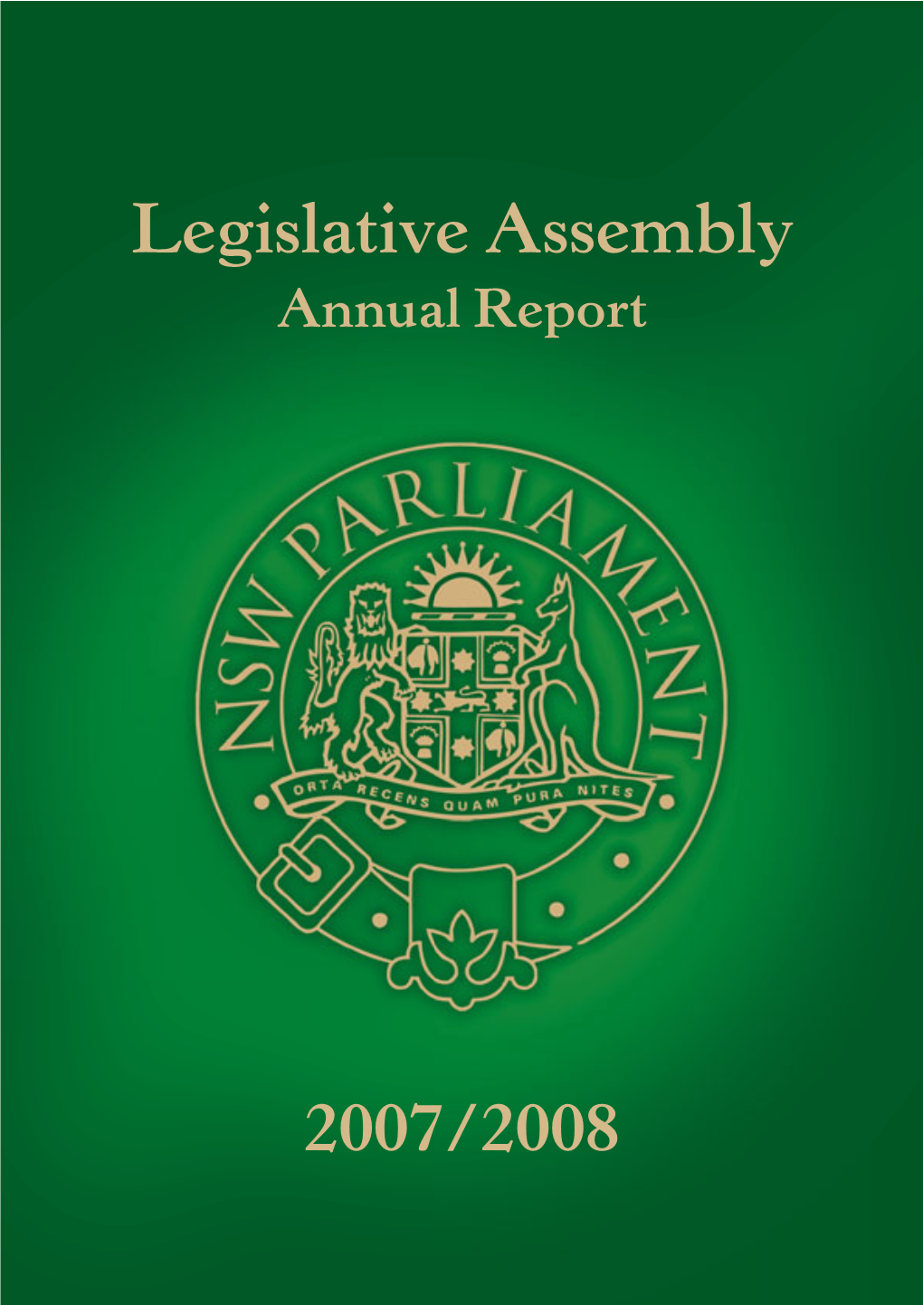 Department of the Legislative Assembly Annual Report for 2007-2008