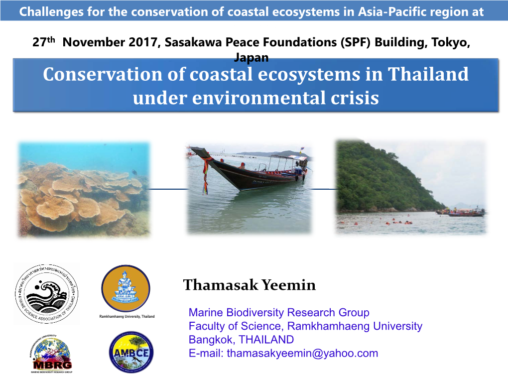 Conservation of Coastal Ecosystems in Thailand Under Environmental Crisis