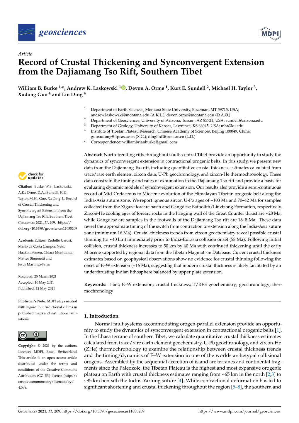 Record of Crustal Thickening and Synconvergent Extension from the Dajiamang Tso Rift, Southern Tibet