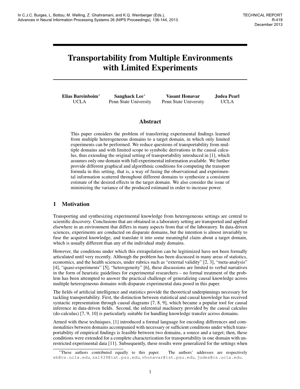 Transportability from Multiple Environments with Limited Experiments