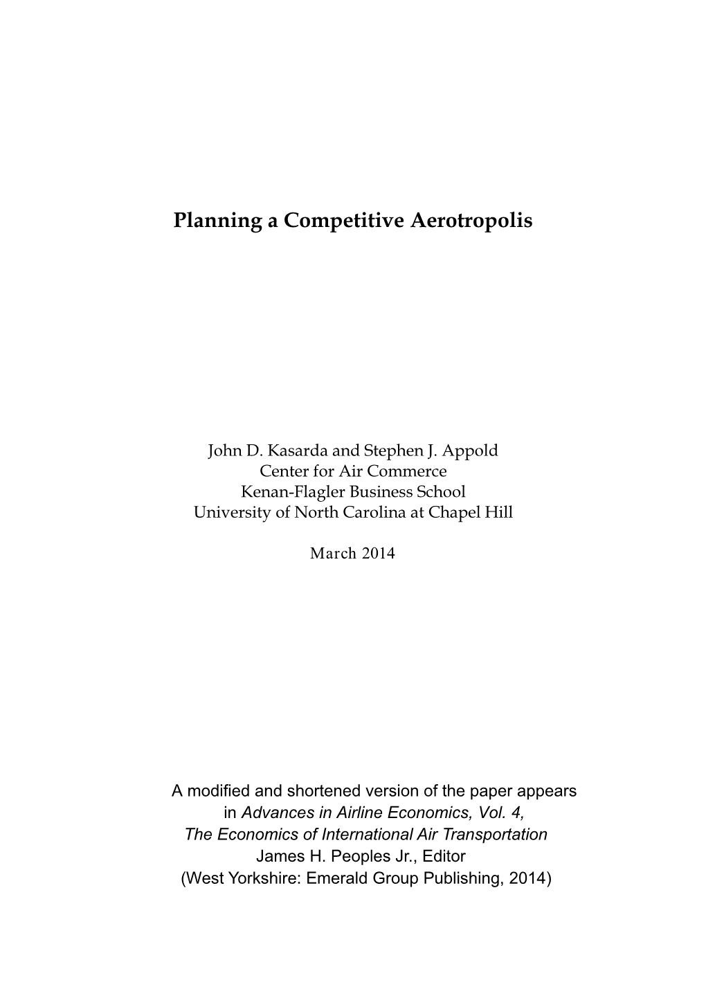 Planning a Competitive Aerotropolis