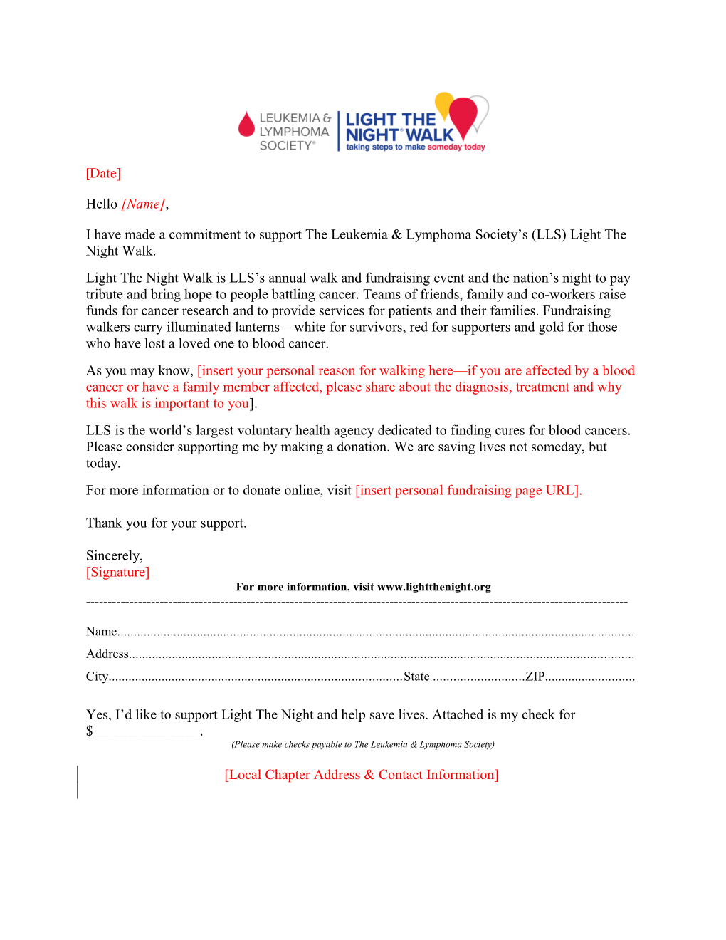 I Have Made a Commitment to Support the Leukemia & Lymphoma Society S (LLS) Light the Night