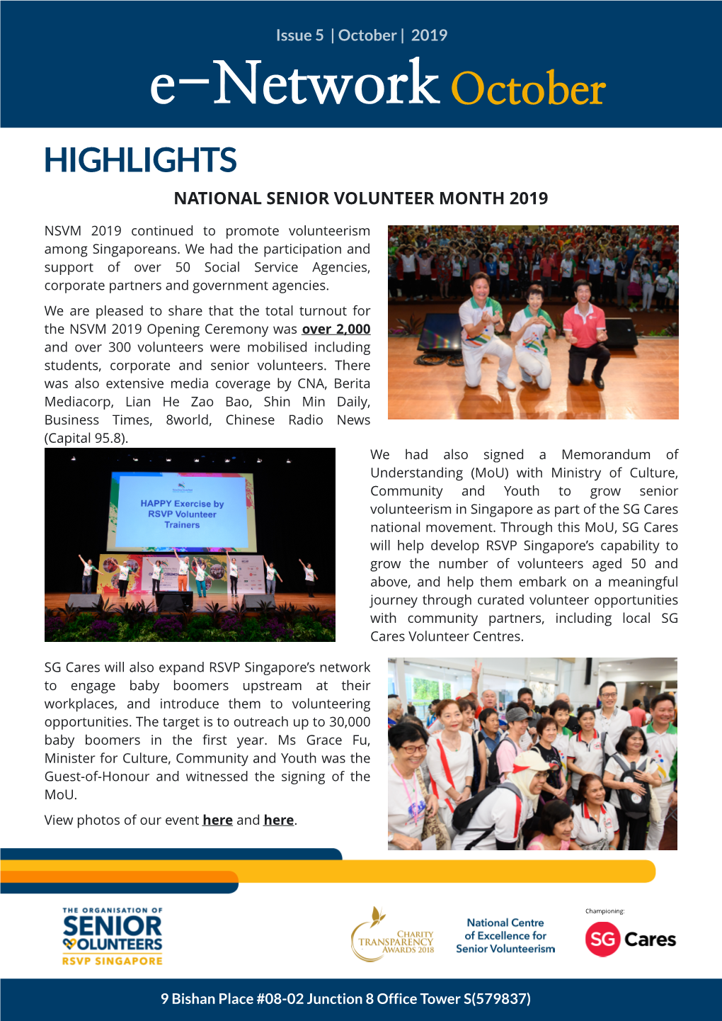 Network October HIGHLIGHTS NATIONAL SENIOR VOLUNTEER MONTH 2019