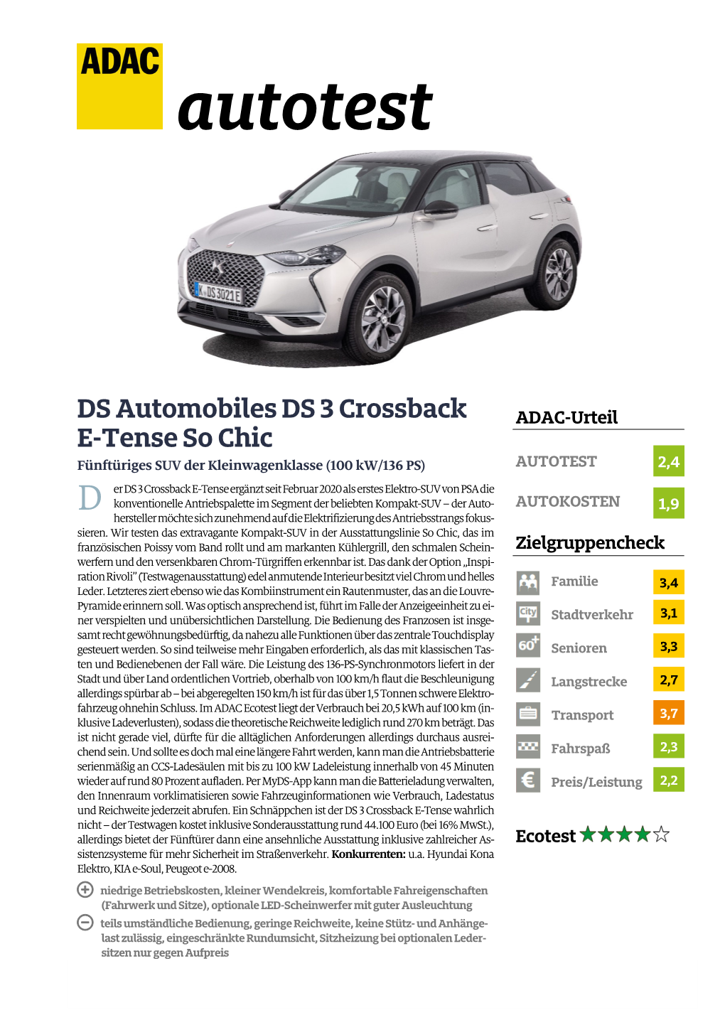 DS Automobiles DS 3 Crossback E-Tense So Chic