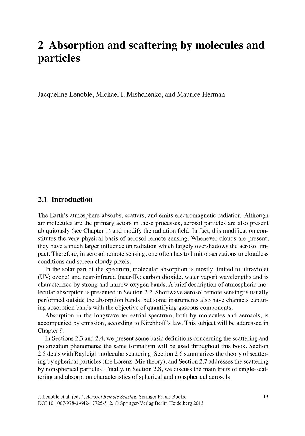 2 Absorption and Scattering by Molecules and Particles