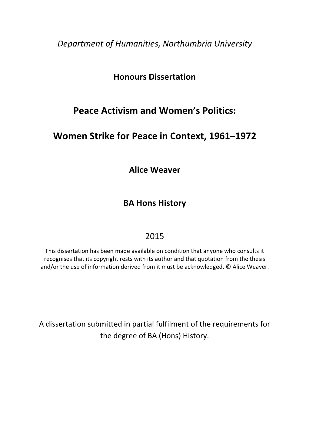 Women Strike for Peace in Context, 1961–1972