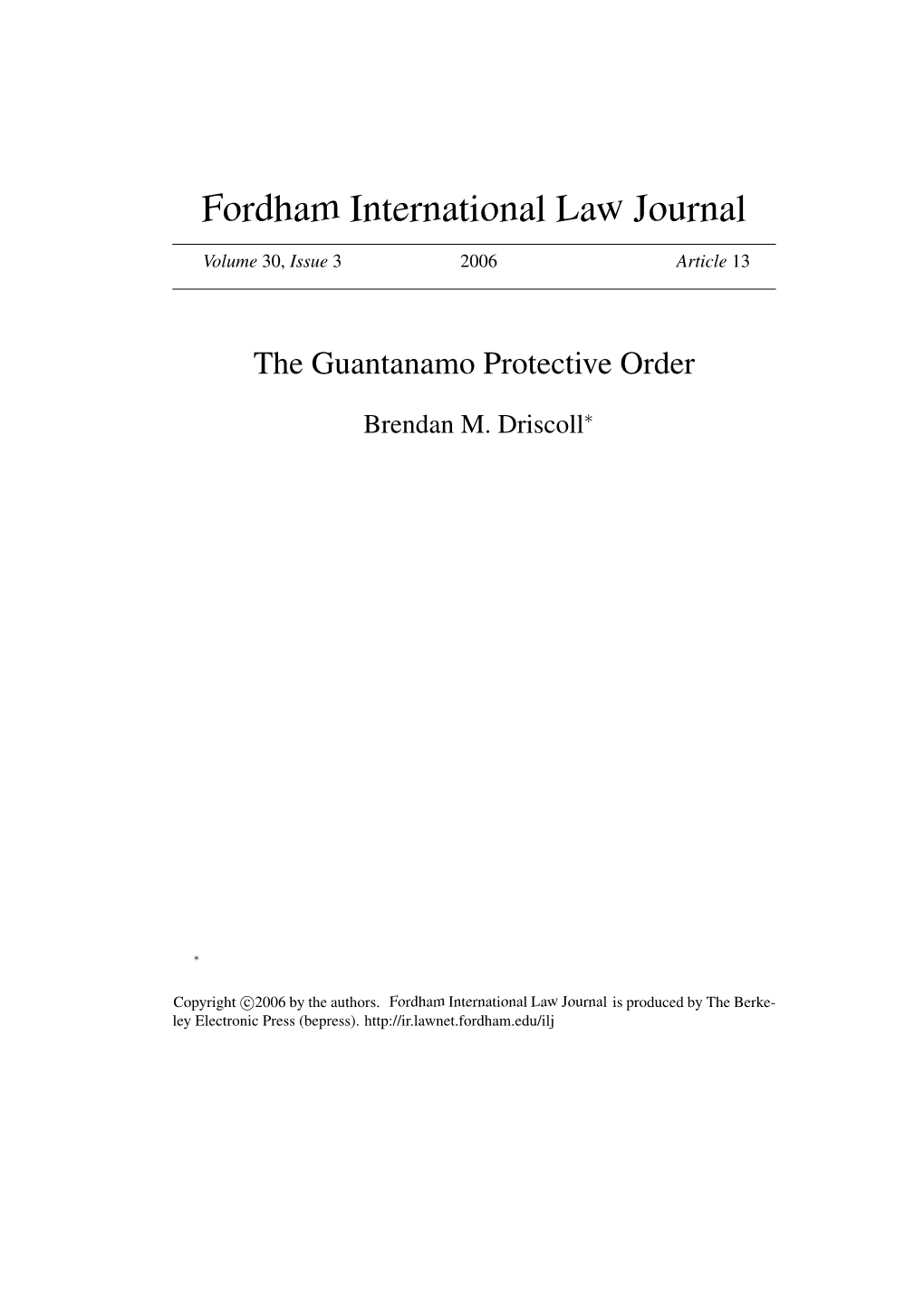 The Guantanamo Protective Order