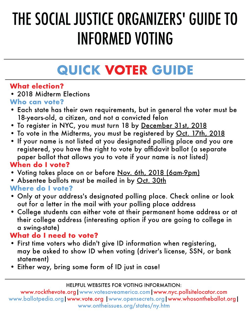 The Social Justice Organizers' Guide to Informed Voting