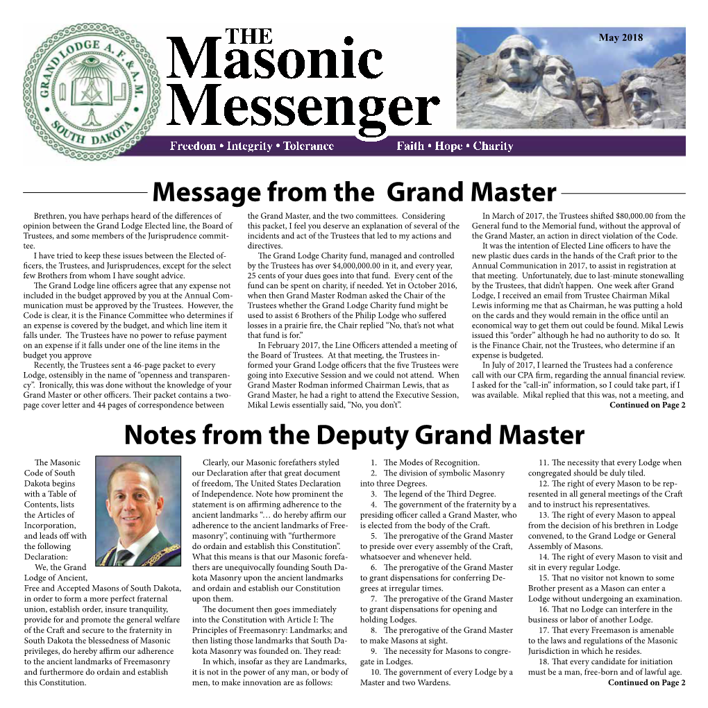 May 2018 SD Masonic Messenger