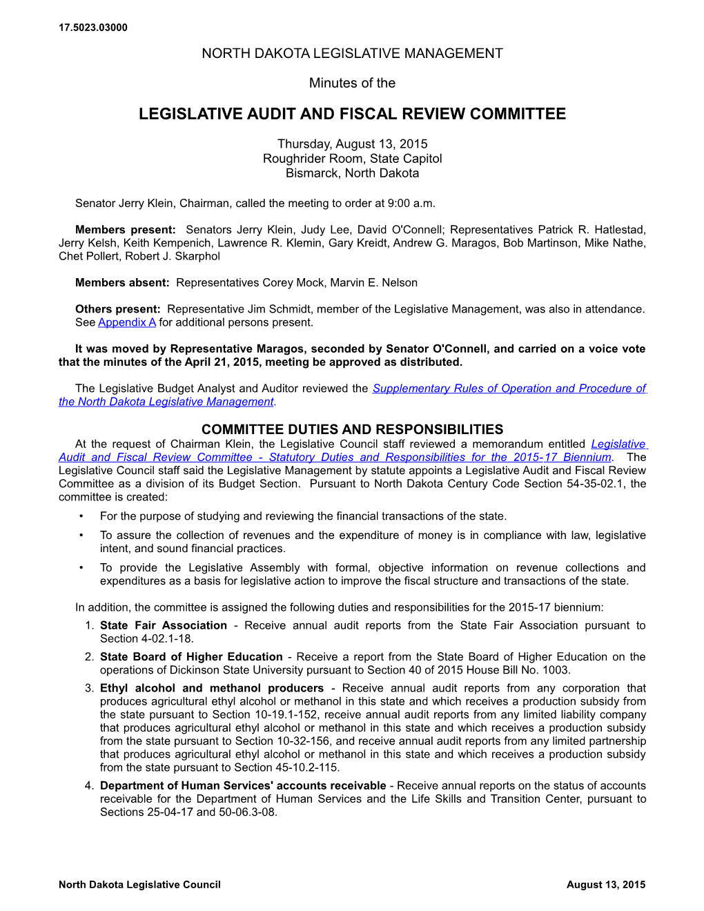 Legislative Audit and Fiscal Review Committee