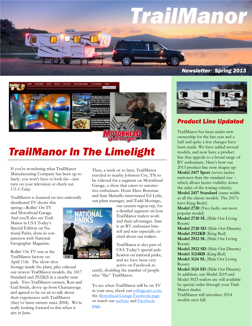 Trailmanor in the Limelight Line That Appeals to a Broad Range of RV Enthusiasts
