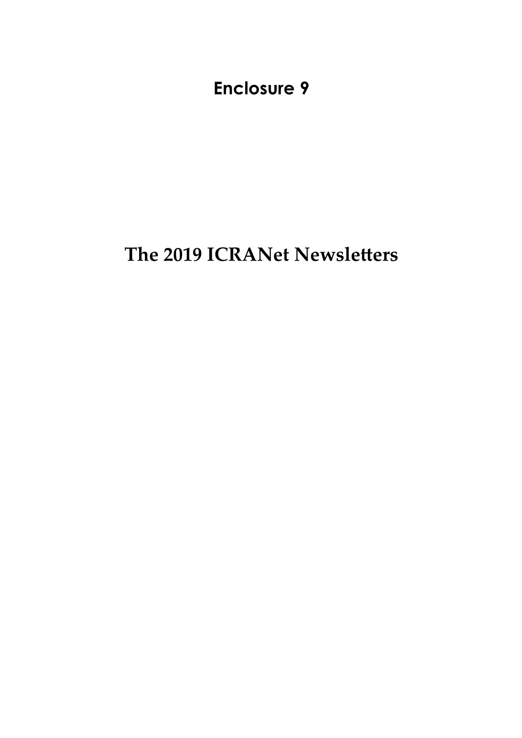 The 2019 Icranet Newsletters