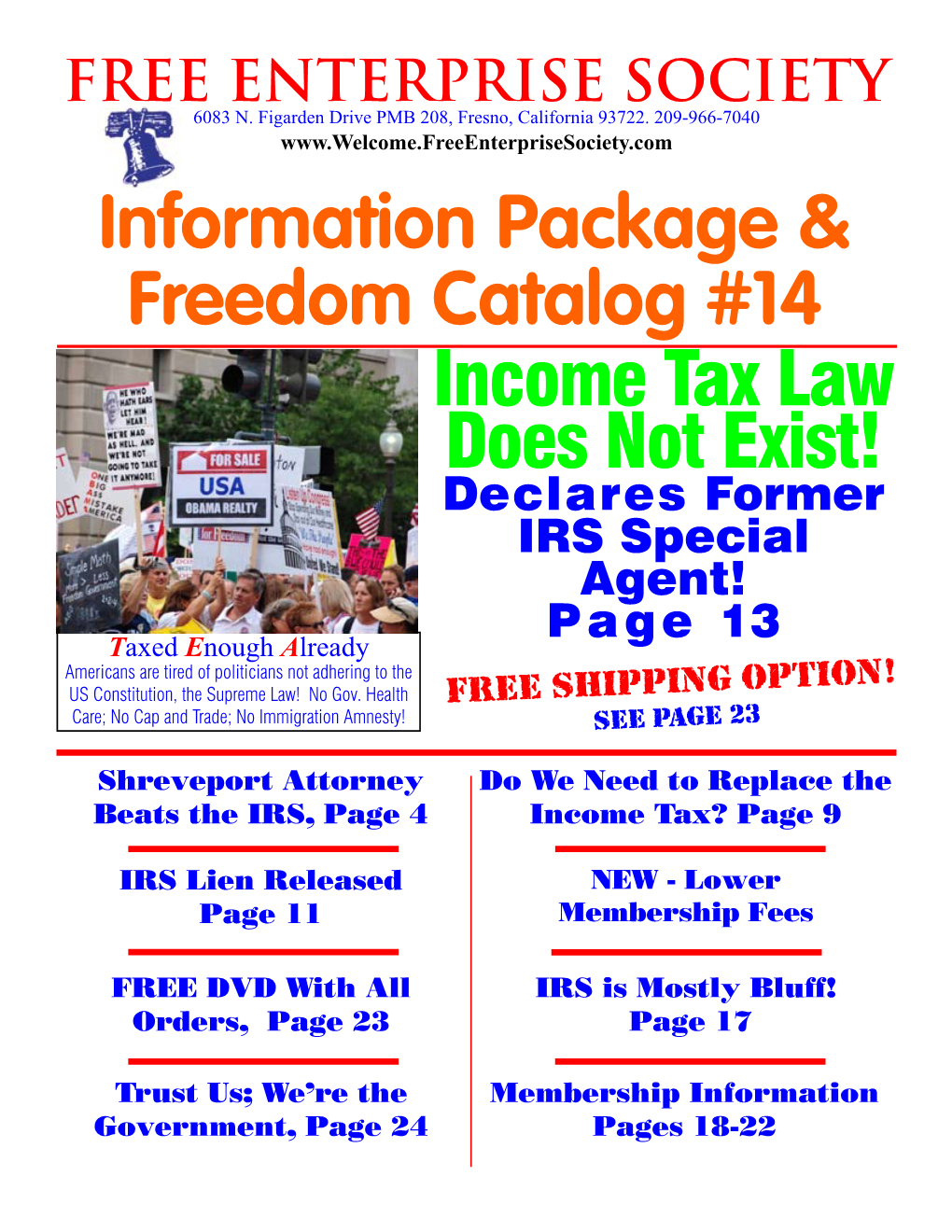 Information Package & Freedom Catalog #14 Income Tax Law Does