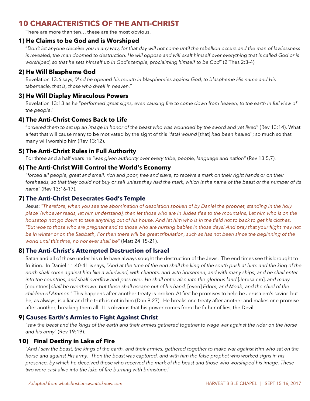 10 Characteristics of the Antichrist.Pages