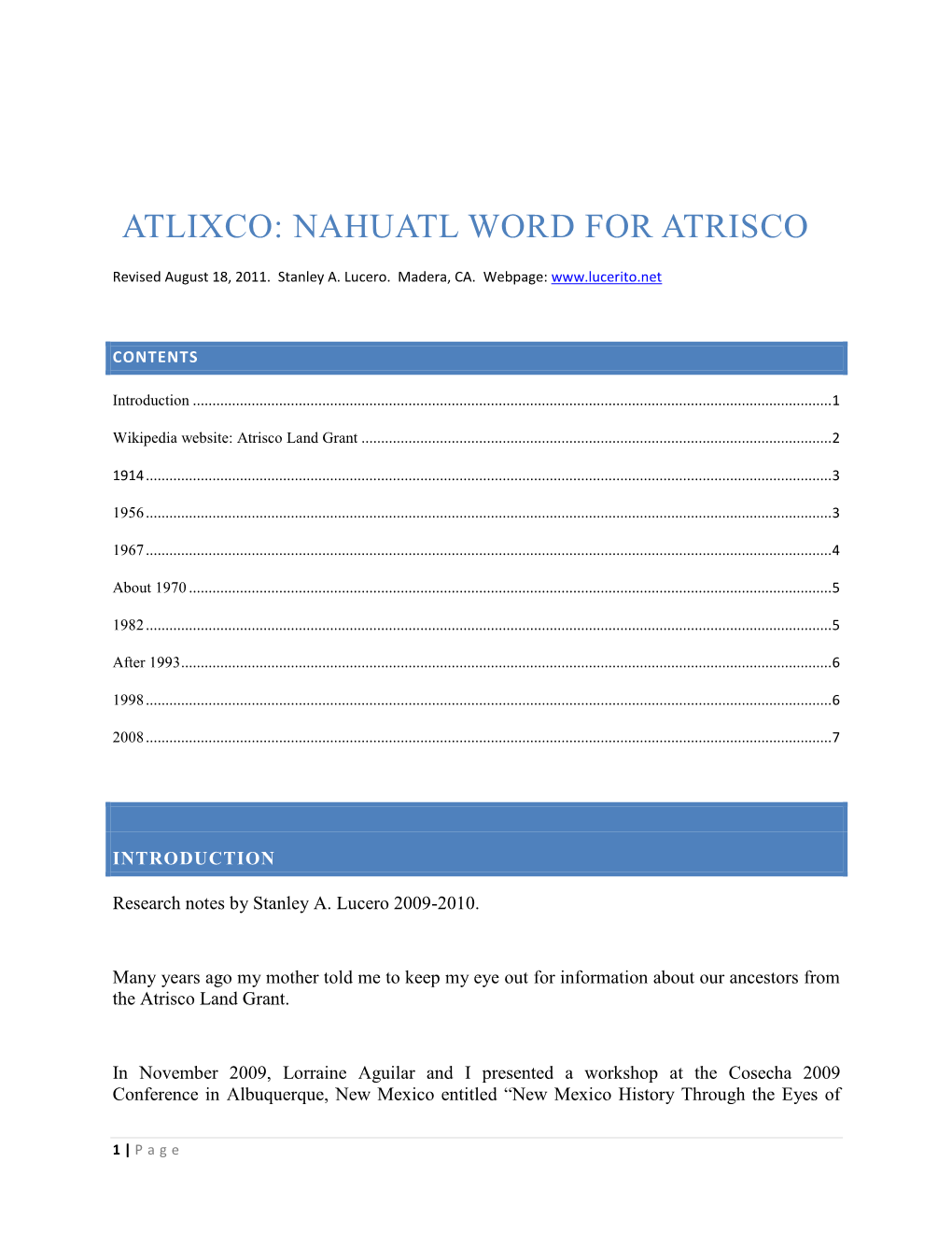 Atlixco: Nahuatl Word for Atrisco