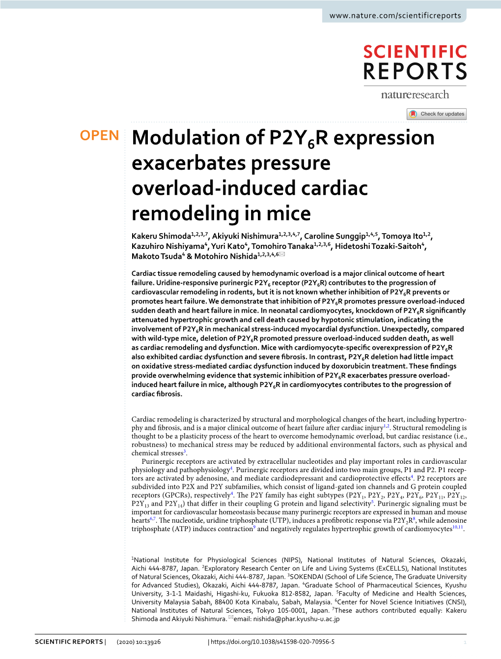 Modulation of P2Y6R Expression Exacerbates Pressure Overload