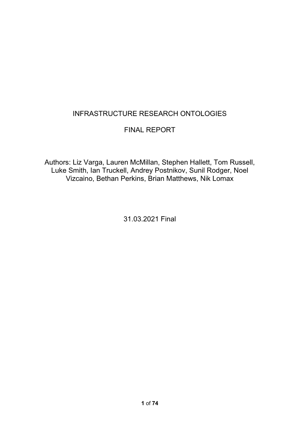 Infrastructure Research Ontologies Final Report