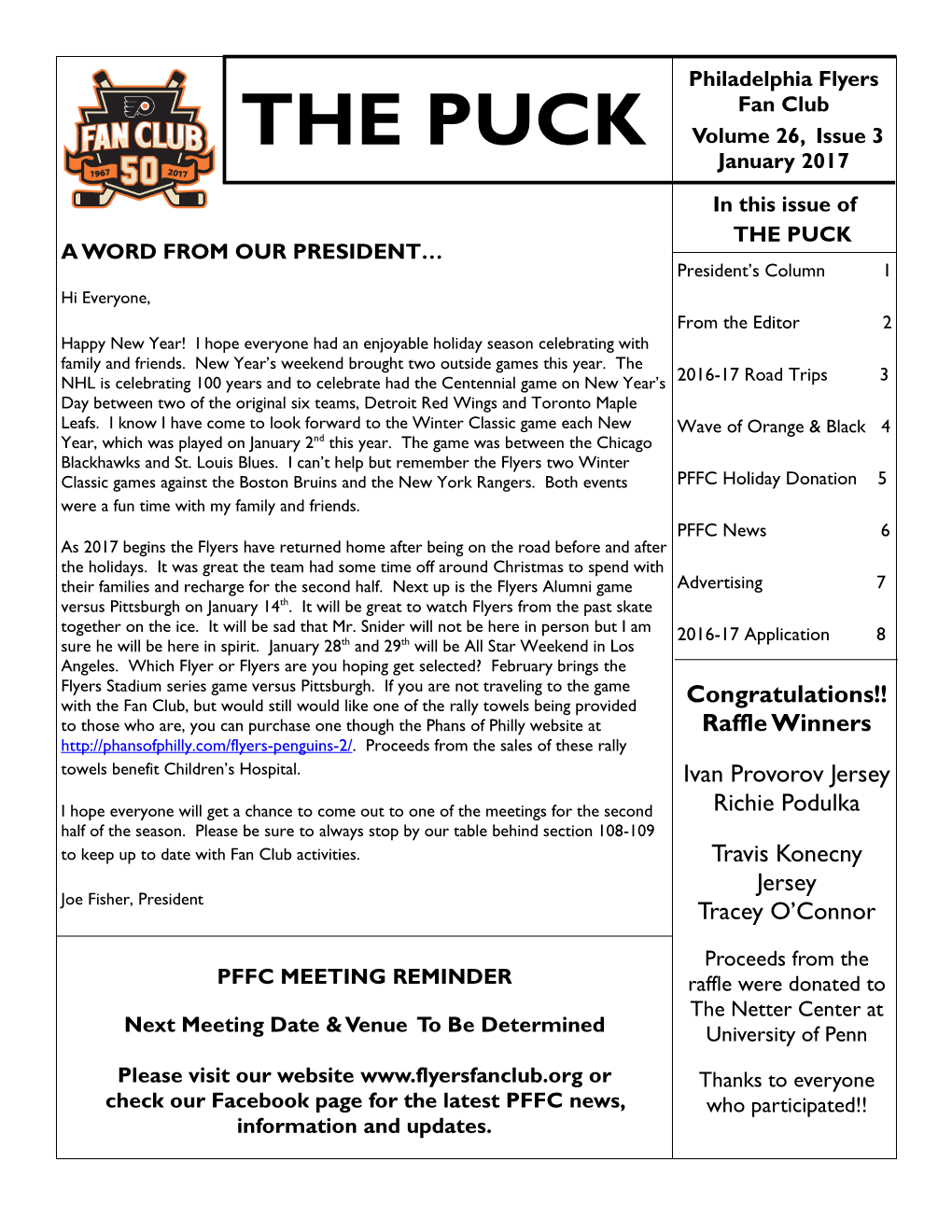 THE PUCK Volume 26, Issue 3 January 2017