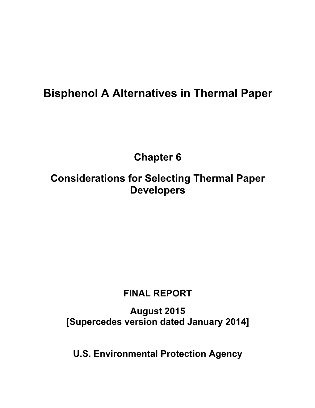 Bisphenol a Alternatives in Thermal Paper