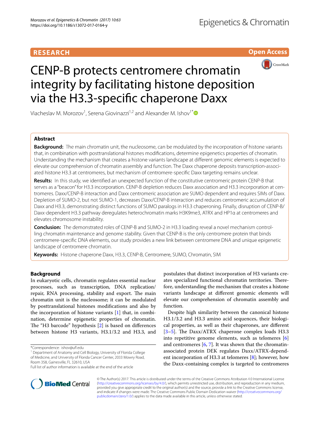 CENP-B Protects Centromere Chromatin Integrity by Facilitating