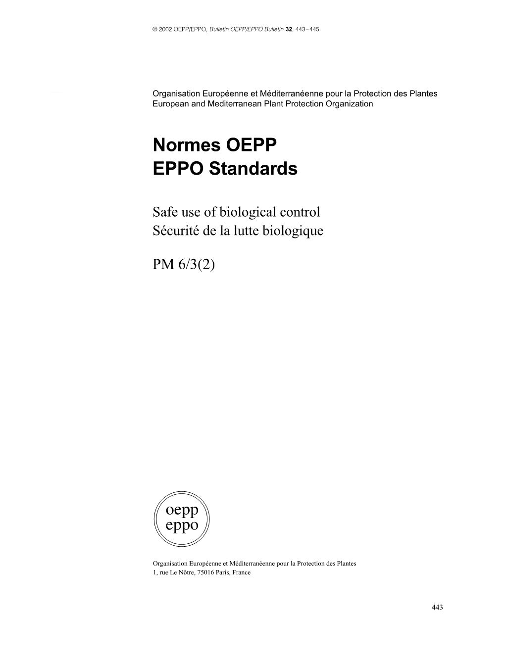 Normes OEPP EPPO Standards